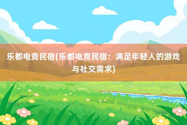 乐都电竞民宿(乐都电竞民宿：满足年轻人的游戏与社交需求)