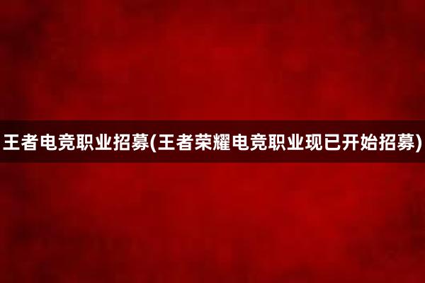 王者电竞职业招募(王者荣耀电竞职业现已开始招募)