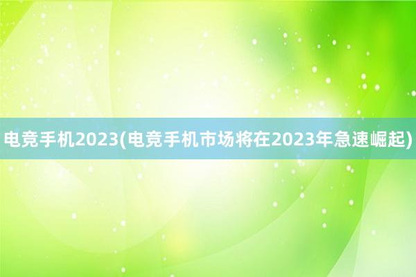 电竞手机2023(电竞手机市场将在2023年急速崛起)