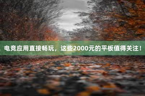 电竞应用直接畅玩，这些2000元的平板值得关注！