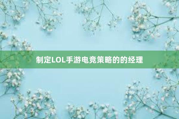 制定LOL手游电竞策略的的经理