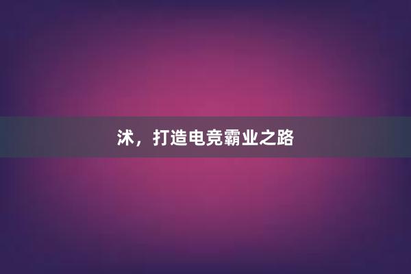 沭，打造电竞霸业之路