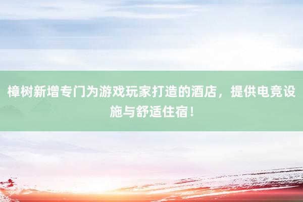 樟树新增专门为游戏玩家打造的酒店，提供电竞设施与舒适住宿！