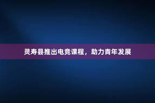 灵寿县推出电竞课程，助力青年发展