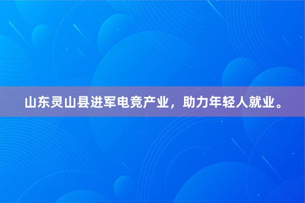 山东灵山县进军电竞产业，助力年轻人就业。